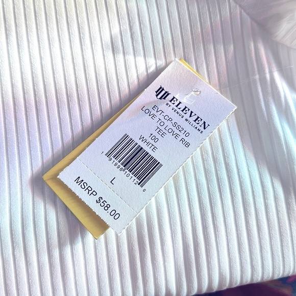EleVen by Venus Williams Love to Love Rib Tee – White – Sizes M & L – NWT - Picture 9 of 9